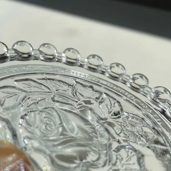 Set of 5 Hobnail Rose Vintage Clear Glass Coasters - German Democratic Republic